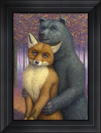 Framed Fox and Bear Couple Print
