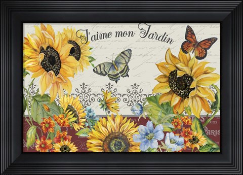 Framed J&#39;aime mon Jardin Print