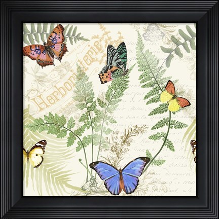 Framed Butterflies In The Garden Print