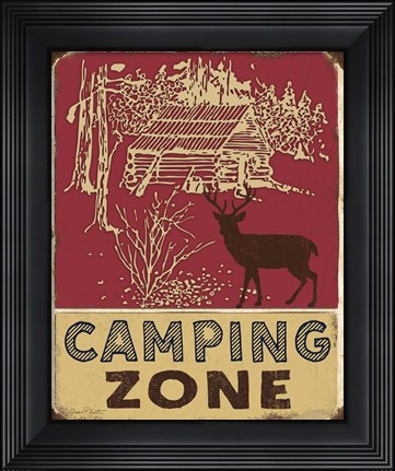 Framed Lodge Sign - Camping Zone Print