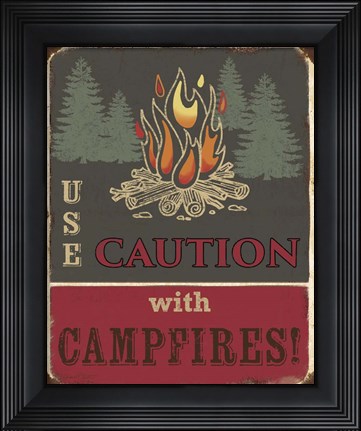Framed Lodge Sign - Use Caution Print