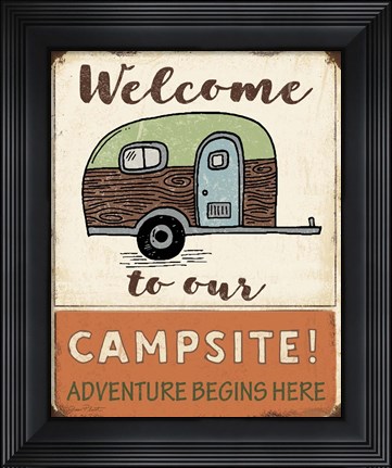 Framed Lodge Sign - Campsite Print