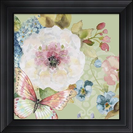 Framed Botanical Beauty Green I Print