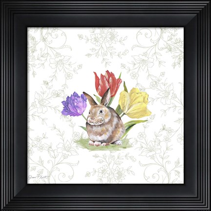 Framed Bunnies In The Tulips-E Print