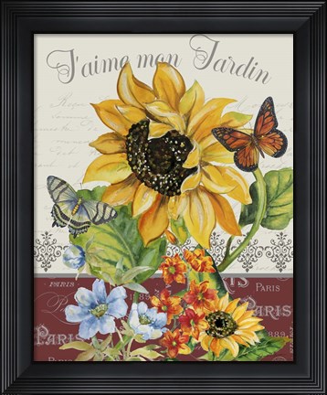 Framed Jaime mon Jardin Print