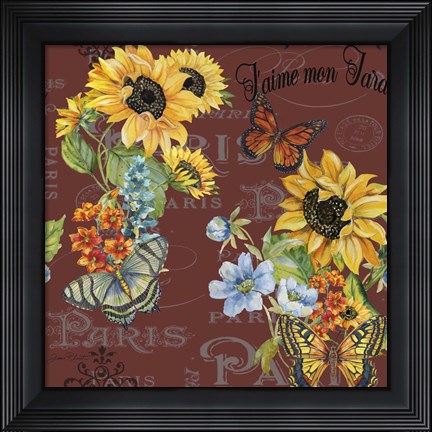 Framed Jaime mon Jardin - Brown Print