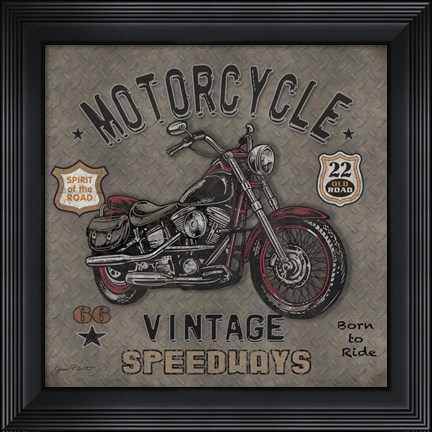 Framed Motorcycle Speedway I Print