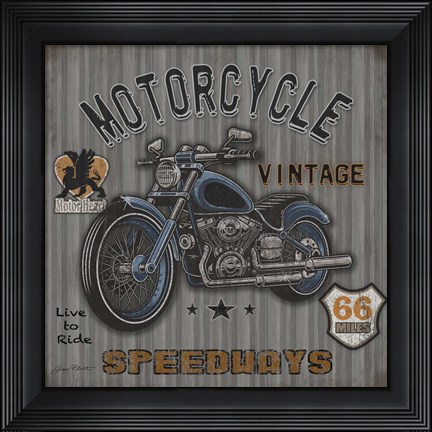 Framed Motorcycle Speedway II Print