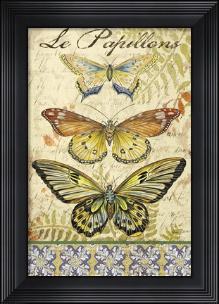 Framed Vintage Wings - Le Papillons Print
