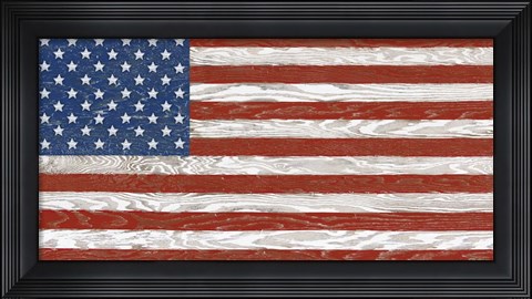 Framed Old Glory On Wood-A Print