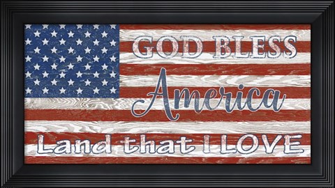 Framed Old Glory On Wood-B Print