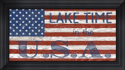 Framed Old Glory On Wood-C Print