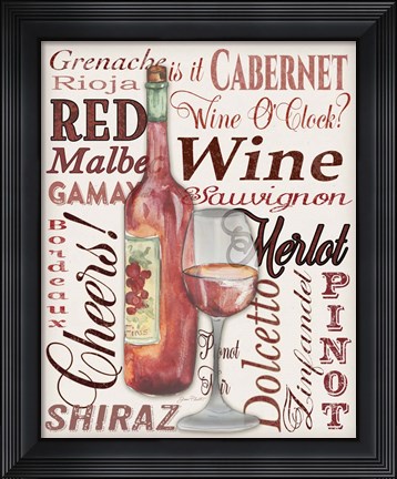 Framed Red Wine - White Print
