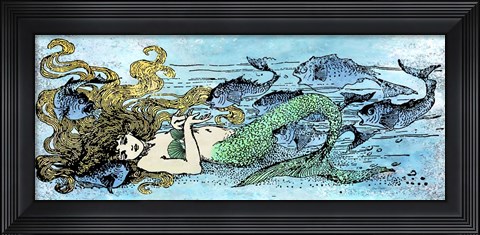 Framed Mermaid Under the Sea-A Print
