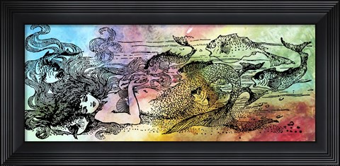 Framed Mermaid Under the Sea-B Print