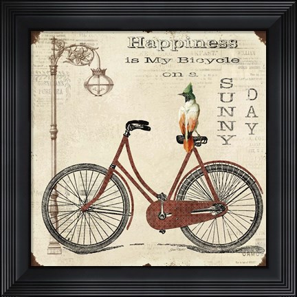 Framed Happiness is My Bicycle Print