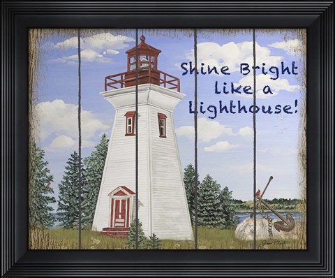 Framed Shine Bright Lighthouse Print
