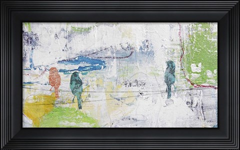 Framed Bird Trio On Wires Print