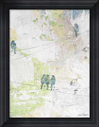 Framed Blue Birds On Wires Print