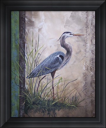 Framed In The Reeds - Blue Heron Print