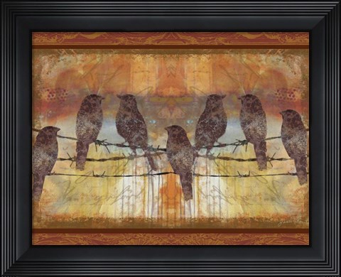 Framed Crimson Birds Print