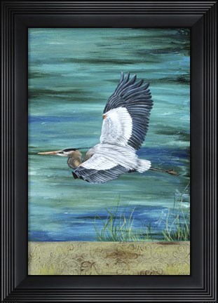 Framed Great Blue - Heron - 3 Print