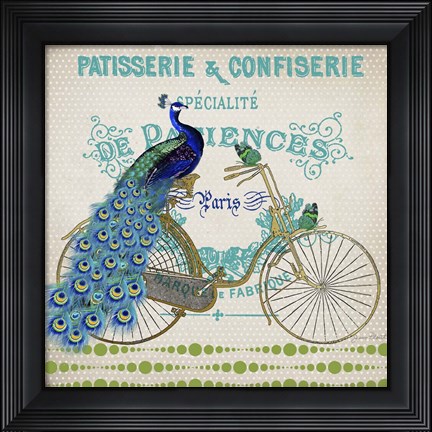 Framed Peacock On Bicylce - E Print