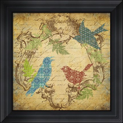 Framed Pretty Birds In The Ferns - A Print