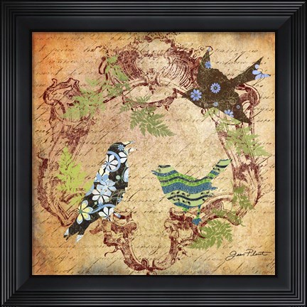 Framed Pretty Birds In The Ferns - B Print
