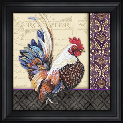 Framed Damask Rooster - C Print