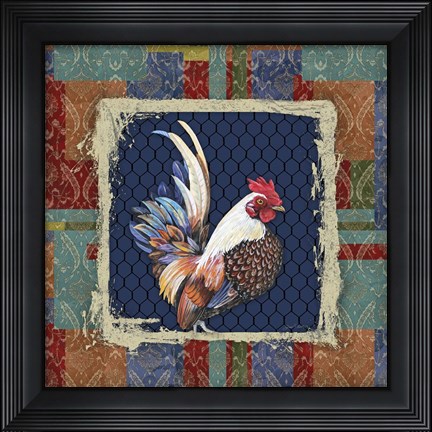 Framed Damask Rooster - O Print