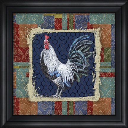 Framed Damask Rooster - Q Print