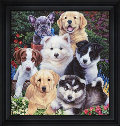 Framed Precious Puppies Print