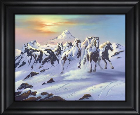 Framed Horses In The Snow Print