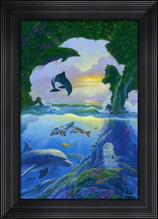 Framed Seven Dolphins Print