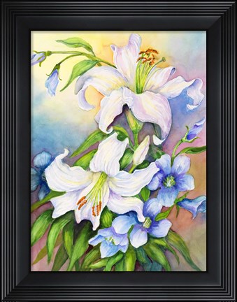 Framed Lilies and Prairie Gentian Print