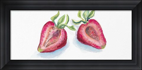 Framed Strawberry Patch - D. Cut in Half Berry Print