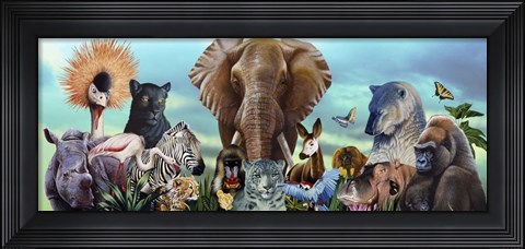 Framed Animal Collage 4 Print