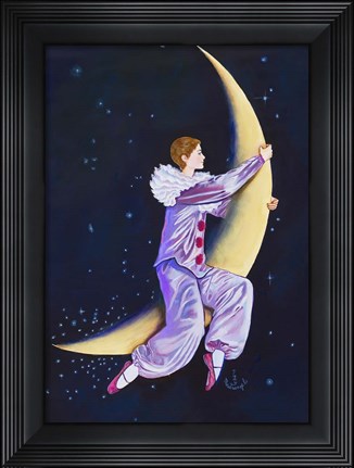 Framed Pierrot Riding The Moon Print
