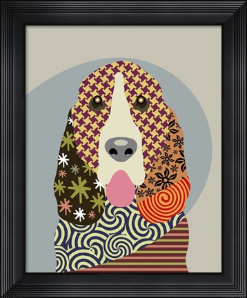 Framed Basset Hound Dog Print