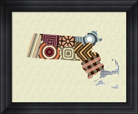 Framed Massachusetts State Map Print
