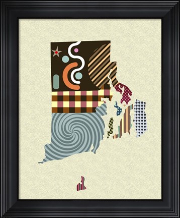 Framed Rhode Island State Map Print