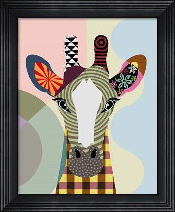 Framed Stand Tall Giraffe Print