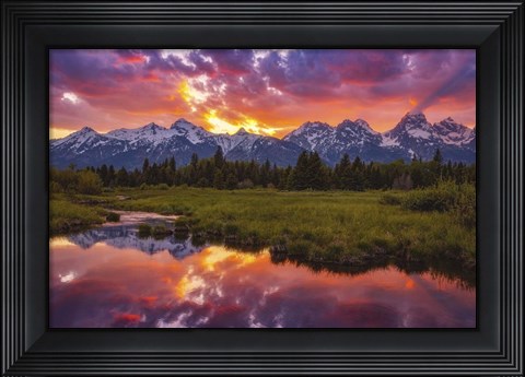 Framed Black Ponds Sunset 1 Print