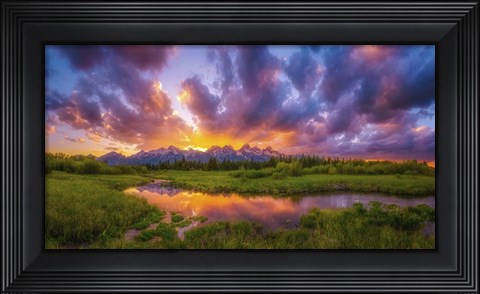 Framed Grand Sunset in the Tetons Print