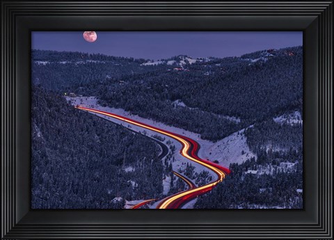 Framed Moonlight on the Mountains Print