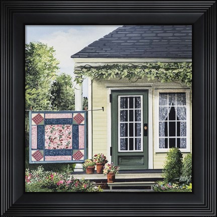 Framed Pink Quilt 1 Print