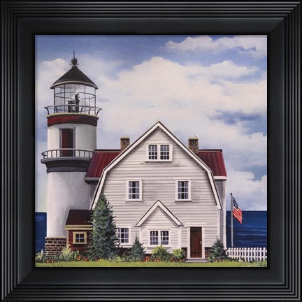 Framed White Lighthouse Print