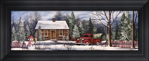 Framed Winter Snowman Truck Print
