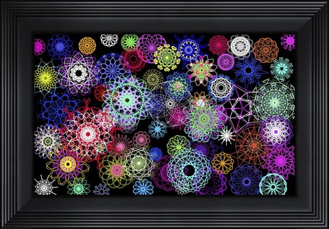 Framed Black And Rainbow Mandala Abstract Print